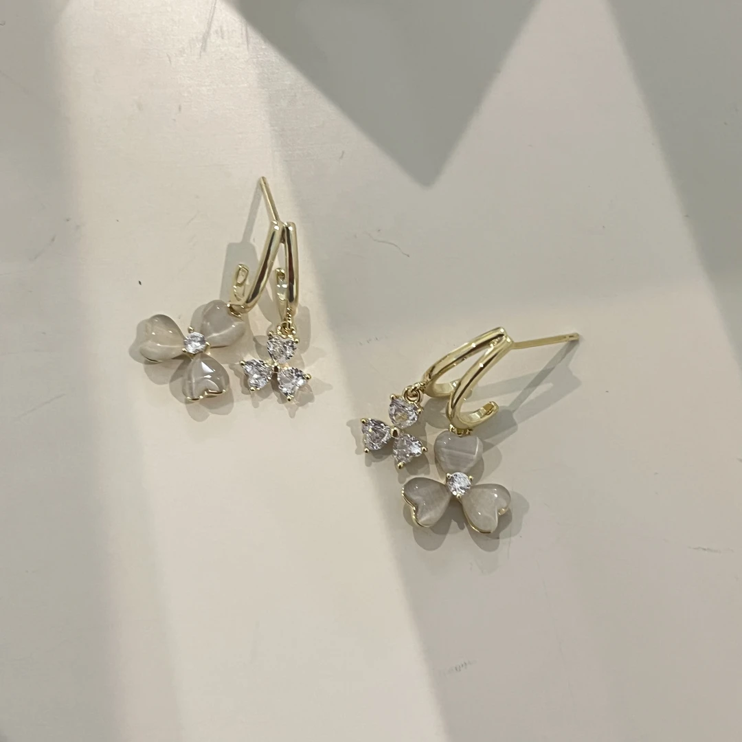 合金锆石耳饰 2242时尚轻奢羽款耳钉