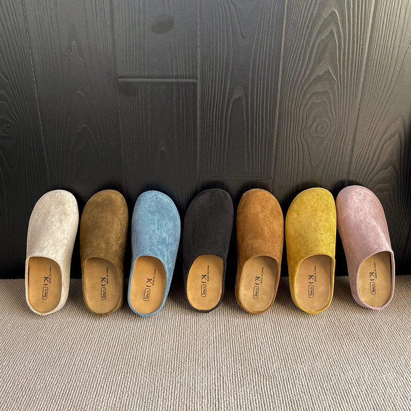 【品牌】勃肯鞋包头半拖鞋女外穿2025春夏孕妇复古丑萌博懒人鞋7827