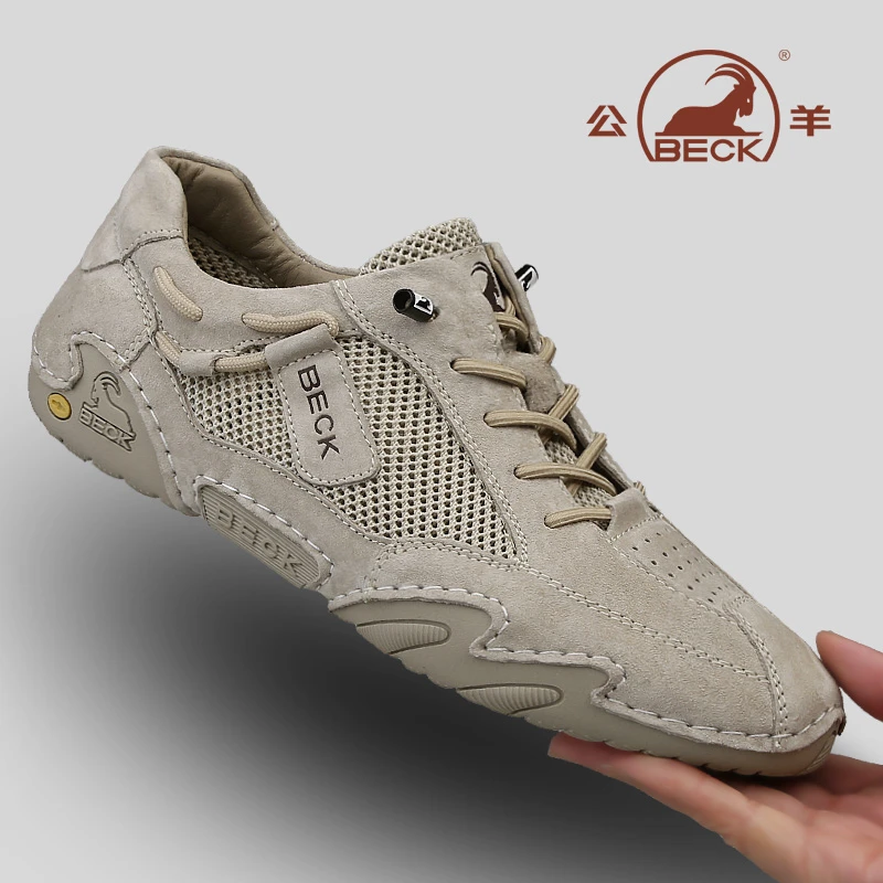 公羊爆款男鞋2025新款夏季透气薄款网面鞋男款夏天鞋子真皮休闲鞋