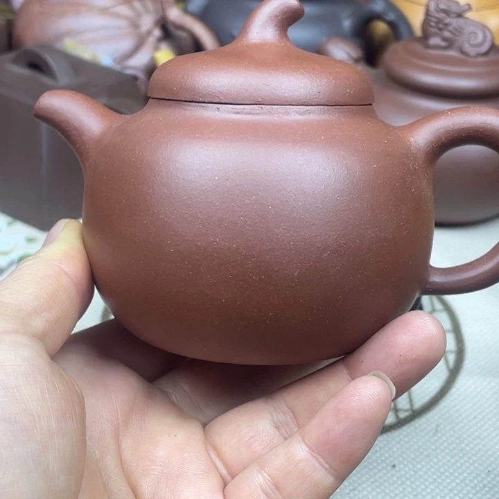 茶壶紫砂紫砂壶紫泥茄瓜220cc微微瑕