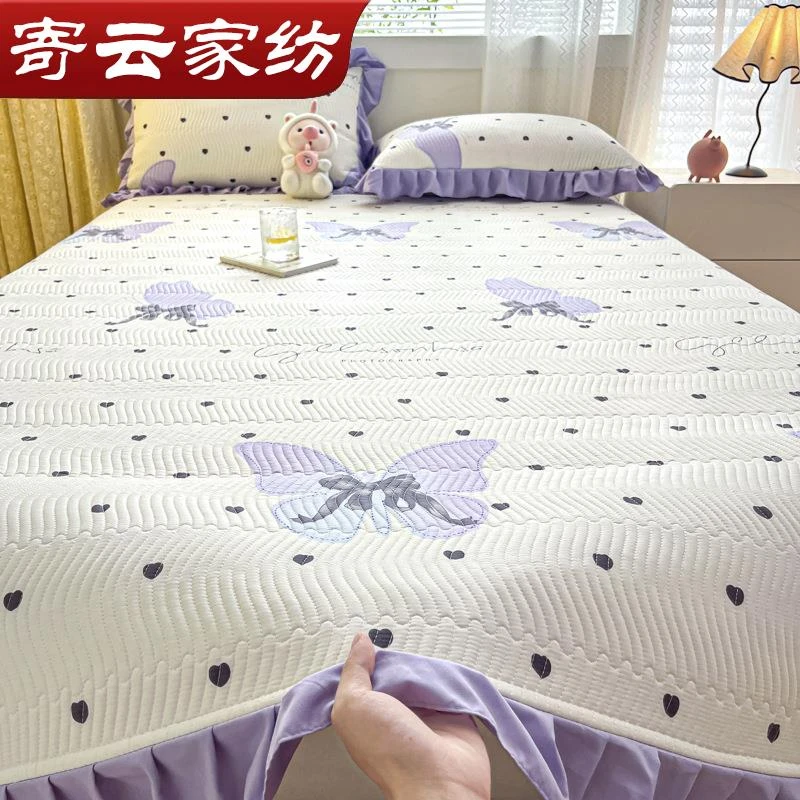 南通桃小趣纺织品热卖花边直边床盖四季通用热卖榻榻米夹棉防滑单