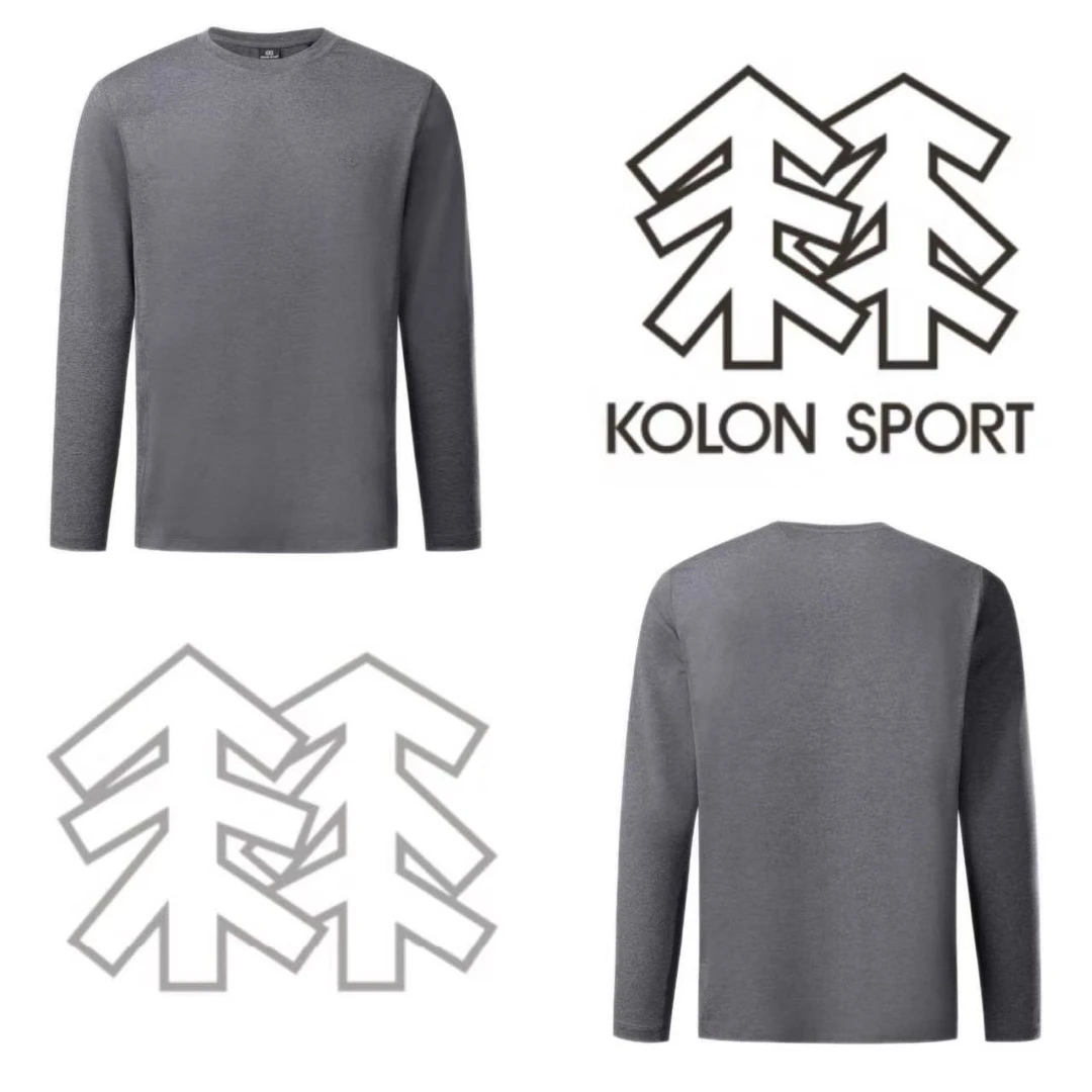 可隆/KOLON SPORT 长袖圆领T恤男士秋冬内搭舒适透气户外运动长袖