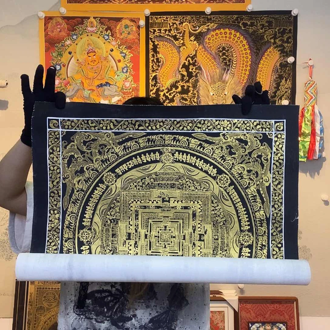 卷轴画纯手绘唐卡坛城50厘米左右