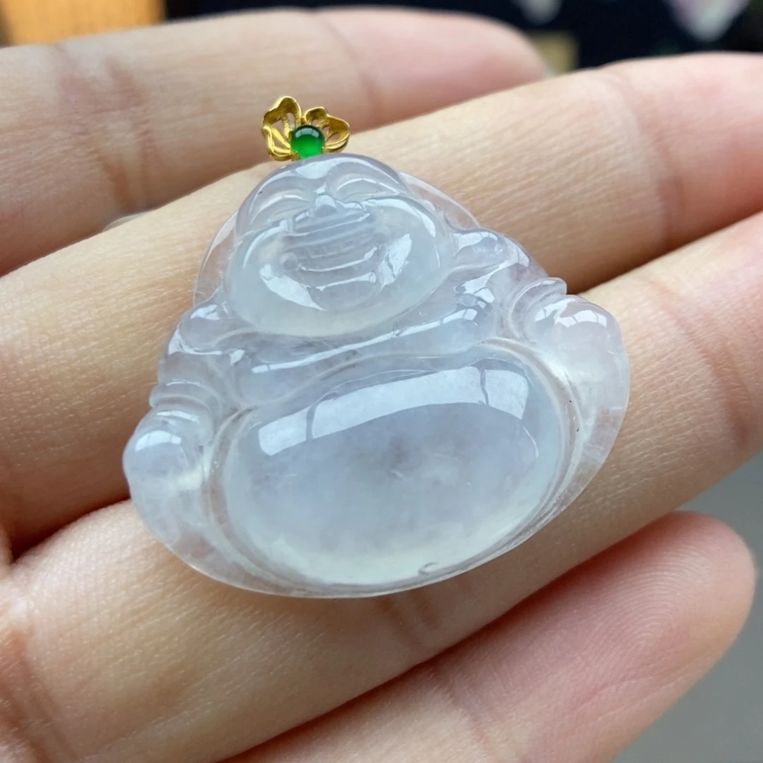 翡翠18K金镶嵌颈饰吊坠2