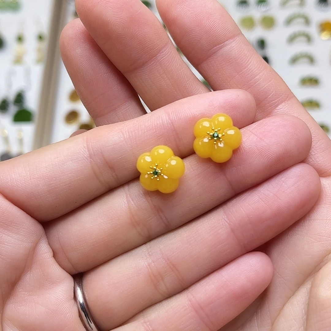 和田玉银S925镶嵌耳饰