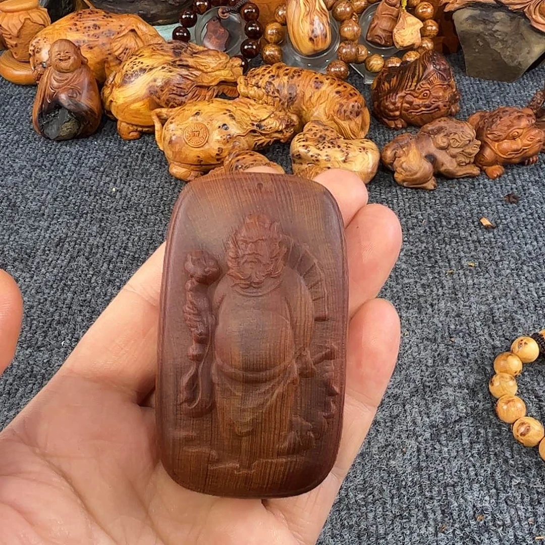 崖柏太行崖柏黑油手把件钟馗