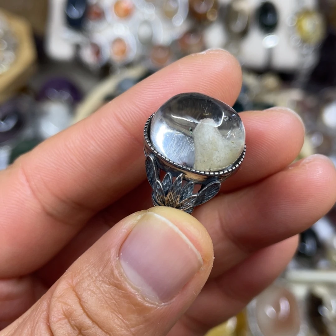 【闪购商品】银S925镶嵌珠宝半成品水晶戒指