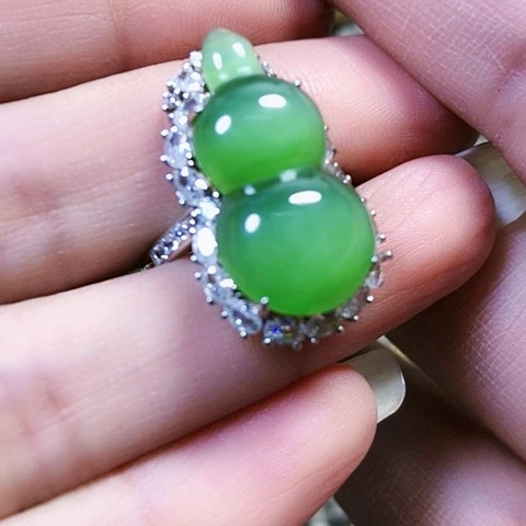 和田玉银S925镶嵌戒指