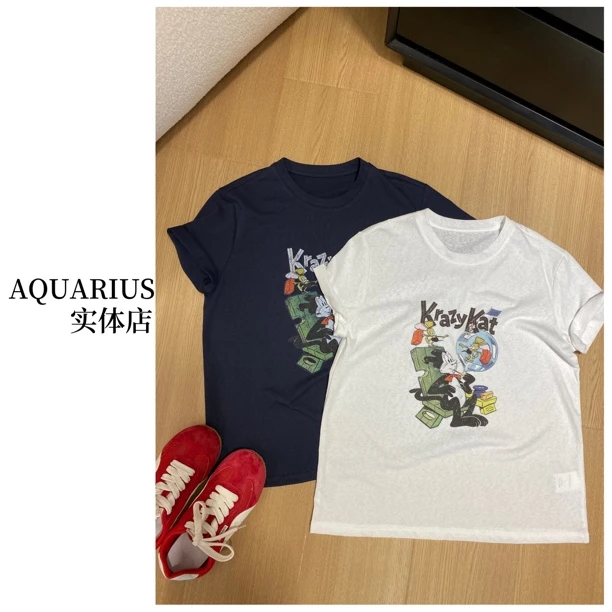 【AQUARIUS 】（薇薇自留分享呼吸T）卡通字母短袖上衣5006