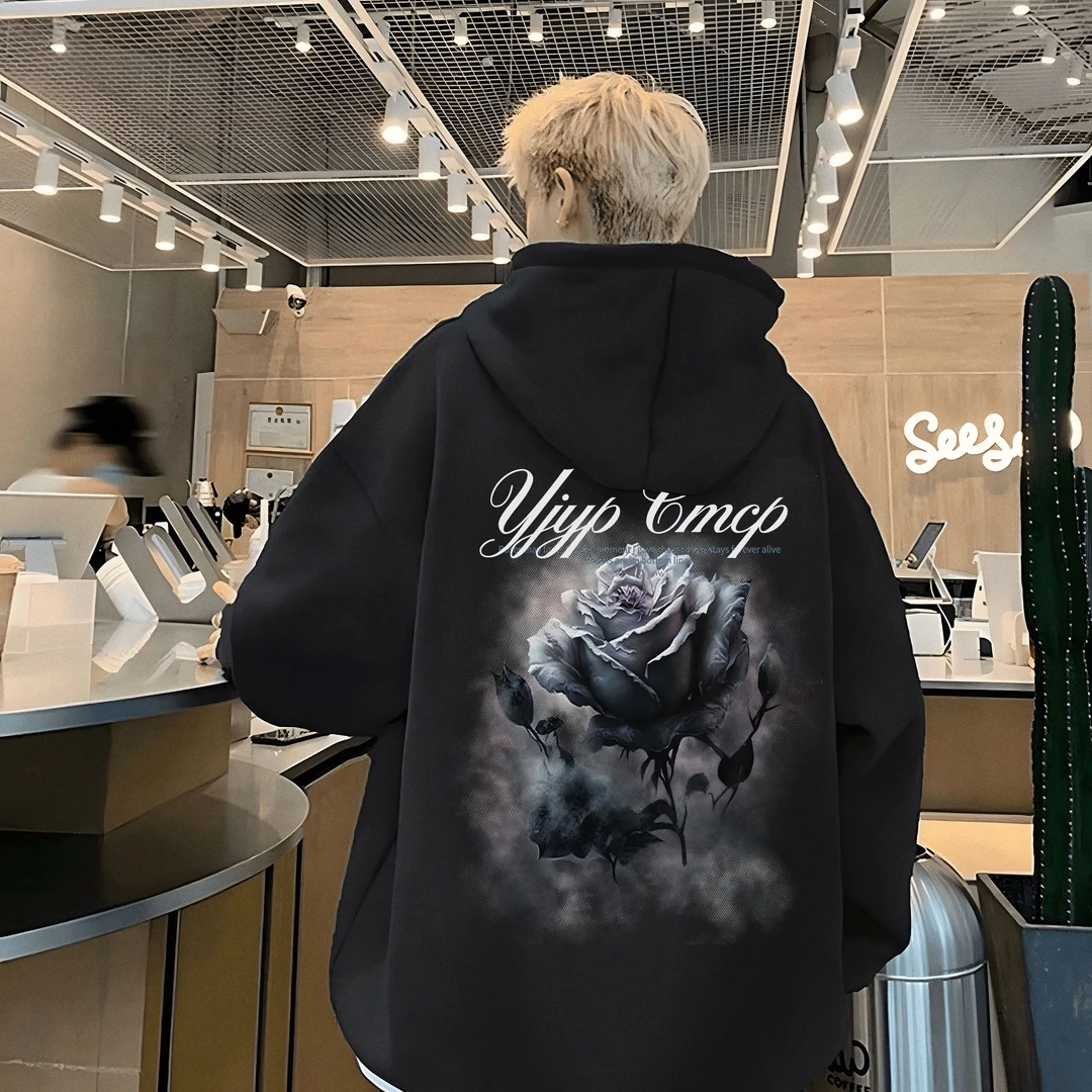 500g重磅嘻哈高街连帽卫衣秋冬季美式潮牌情侣宽松慵懒外套上衣