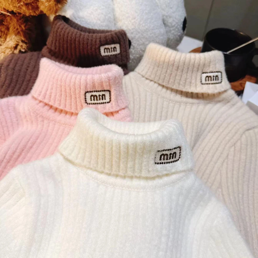 儿童高领毛衣女童打底新款加绒2025加厚秋冬保暖中大童针织衫