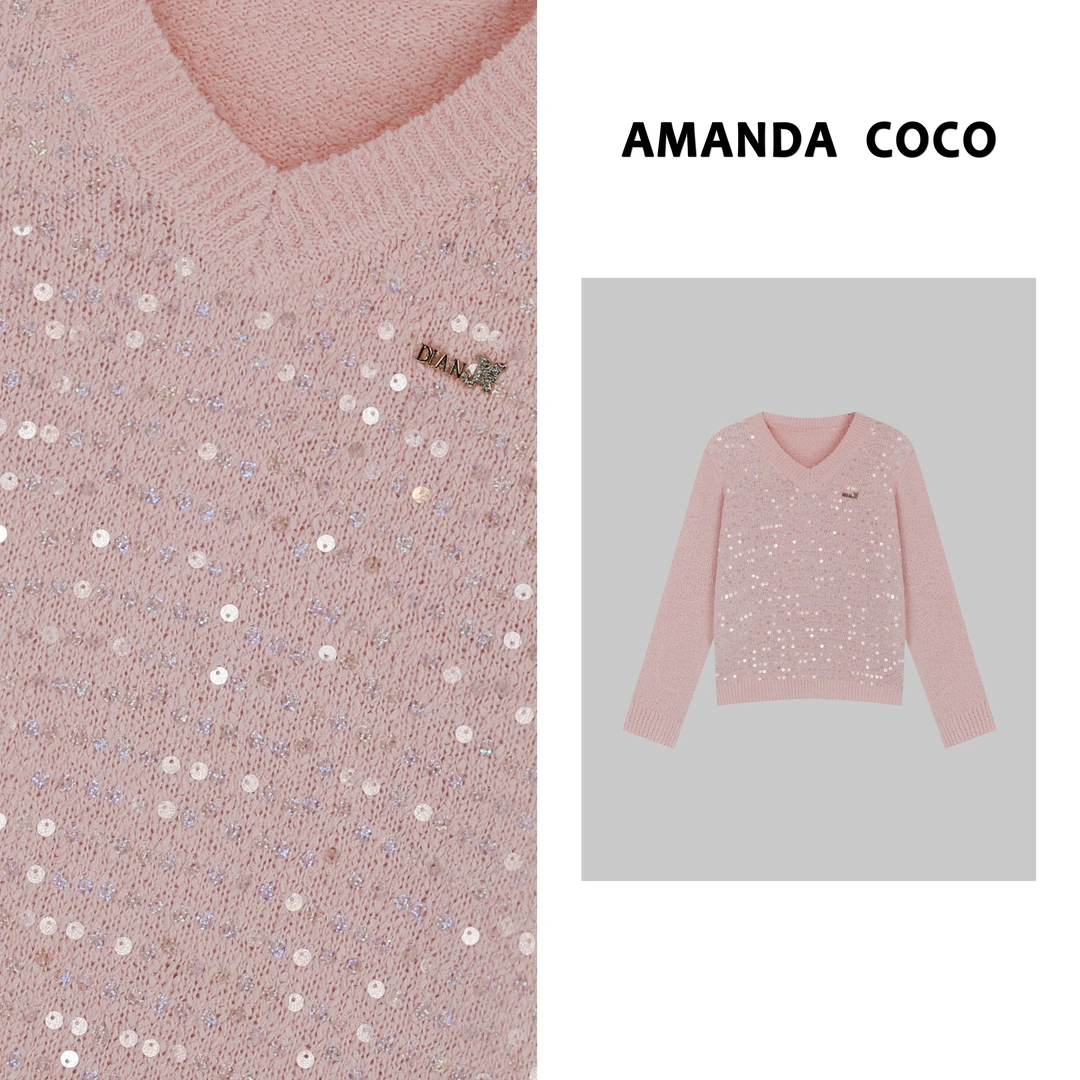 小众设计~高定人鱼姬亮片气质显瘦毛衣