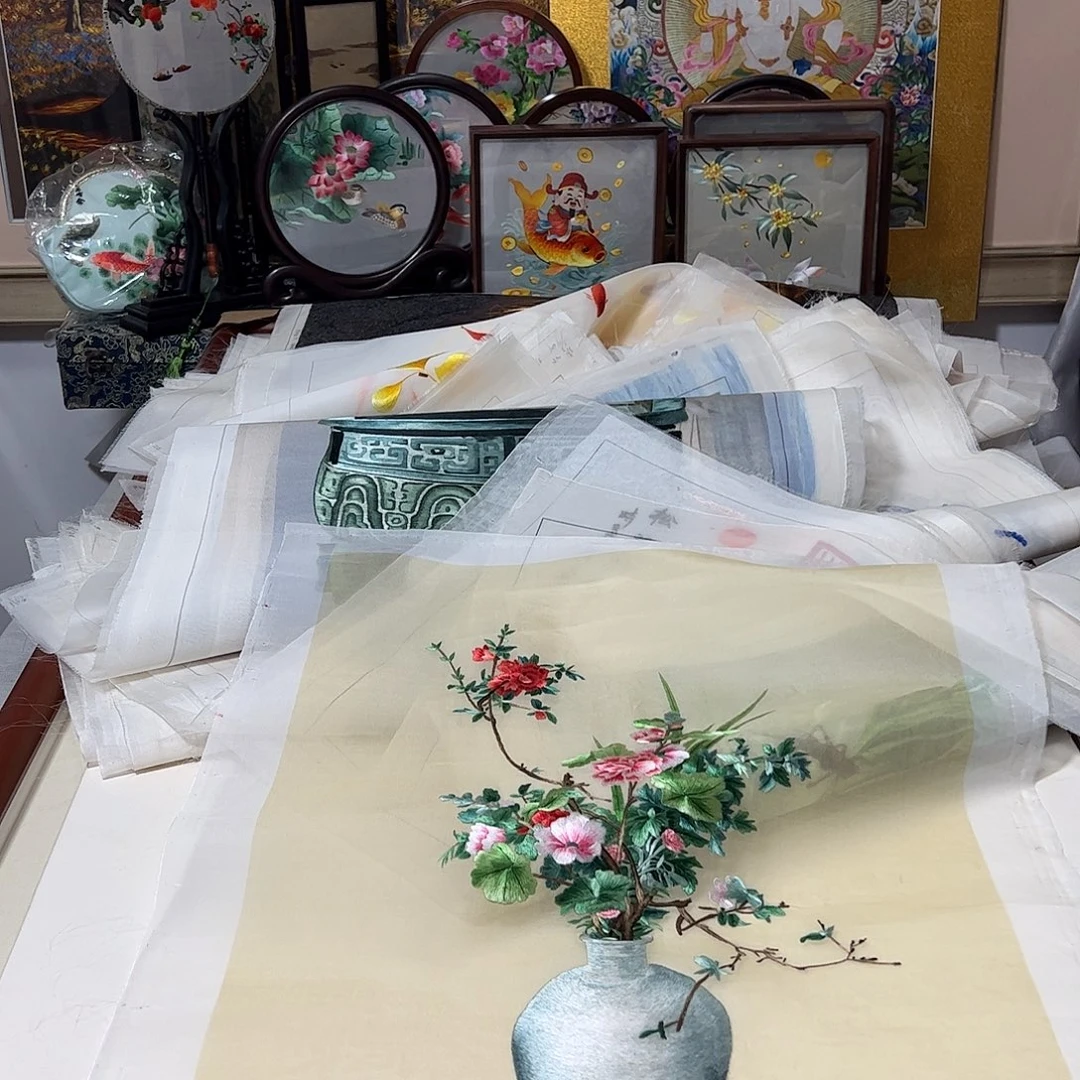 九***边刺绣纯手工刺绣画