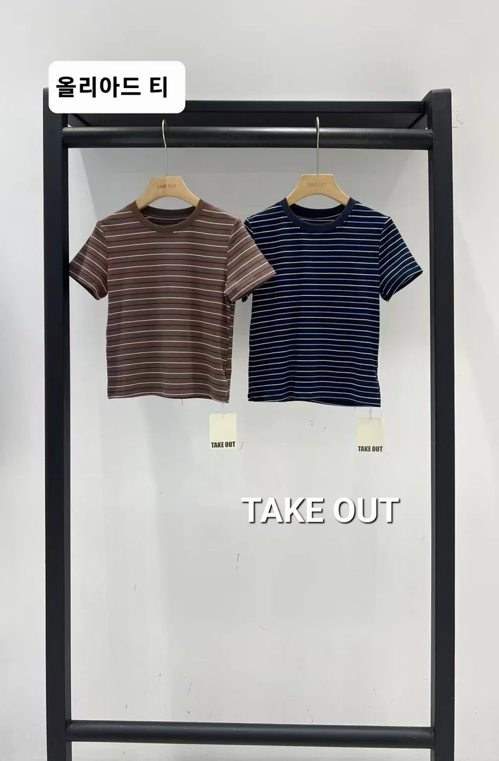 韩国欧巴家圆领条纹短袖673