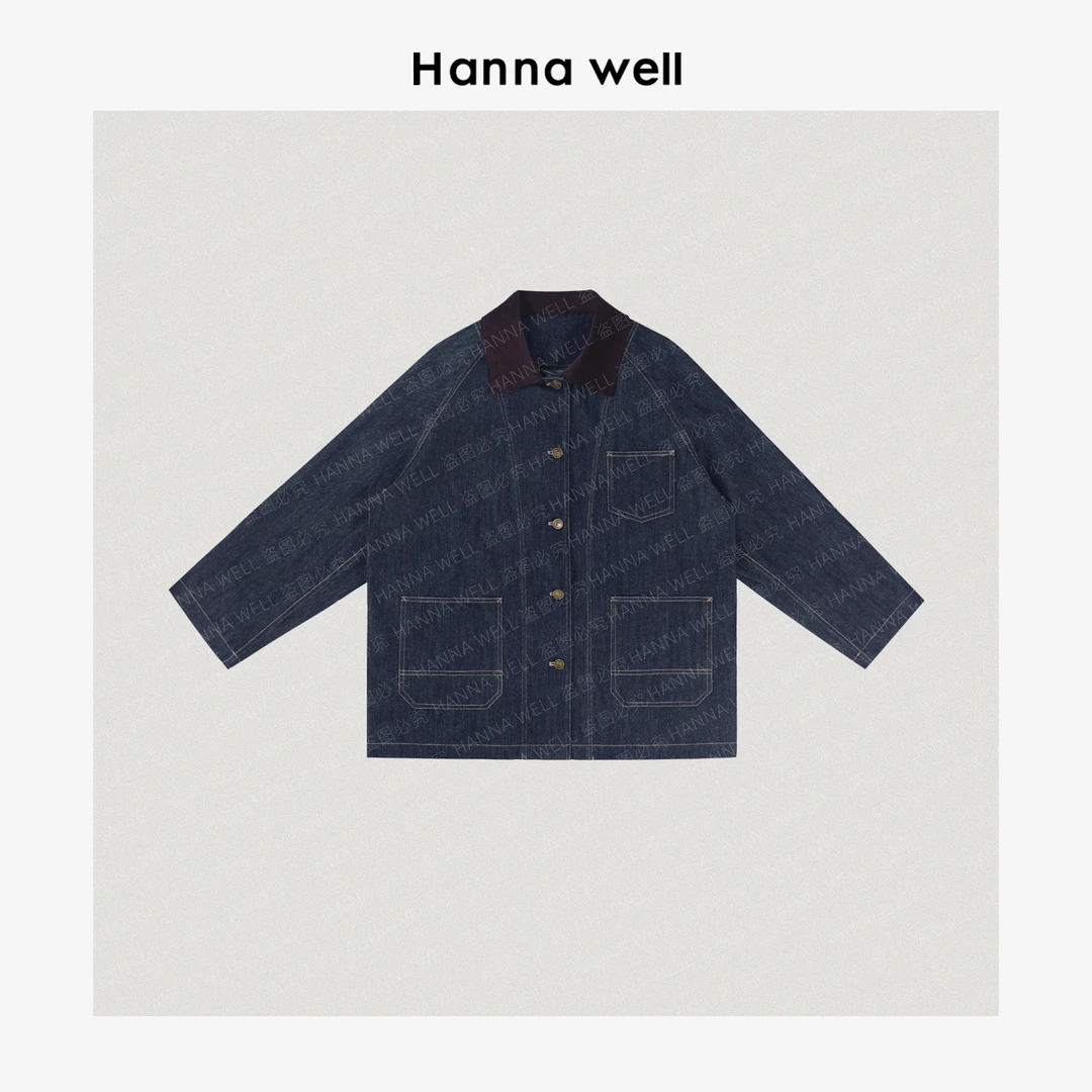 妞墩自制 “小禾牛仔” 灯芯绒撞色水洗牛仔外套 WT5C9470.
