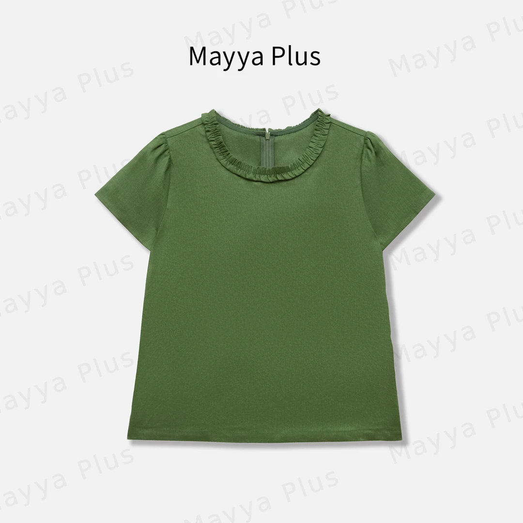 【灵感】Mayya Plus麦芽定制韩版简约亚麻减龄短袖T恤上衣32528737