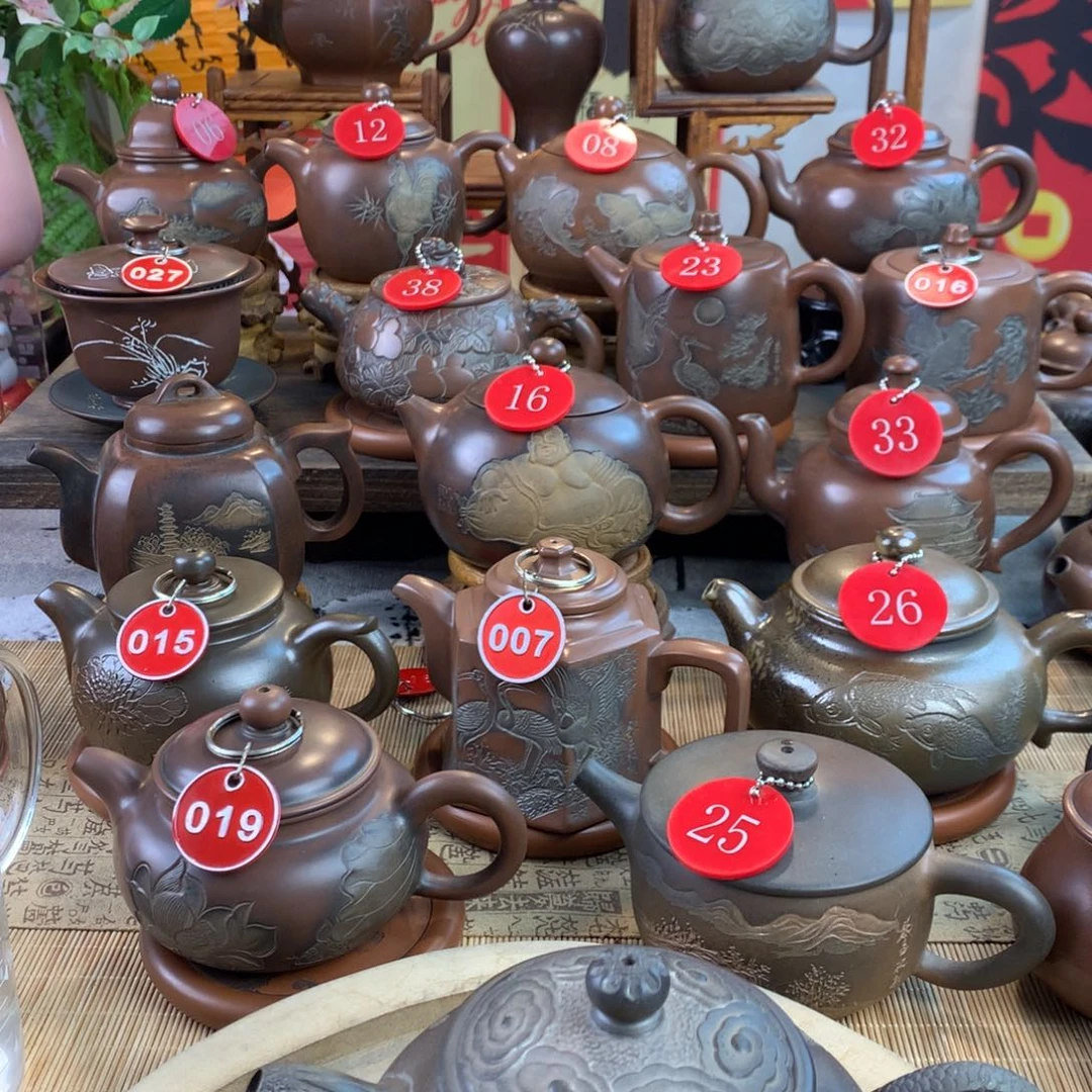 傲*坭兴陶手工刻绘龙凤壶