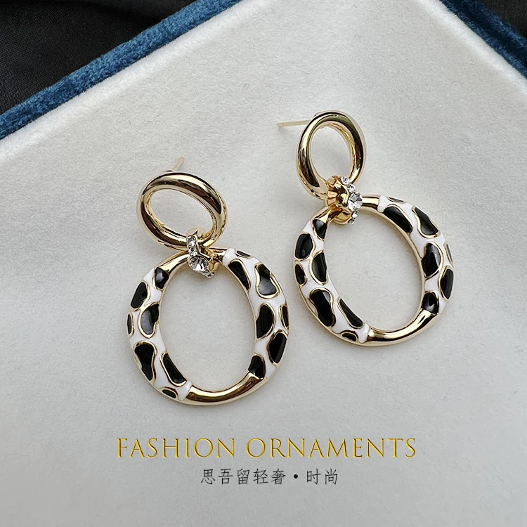 铜合金耳饰 1177 性感豹纹 耳圈 时尚个性 气质滴釉金色耳环