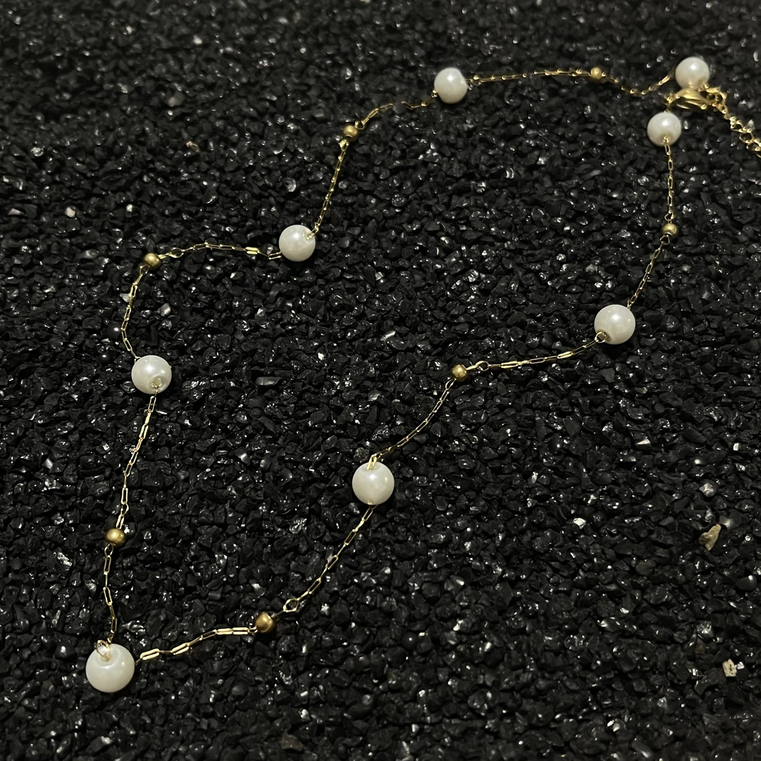 钛钢仿珍珠项链 岩朵饰品-2068-时尚项链-5