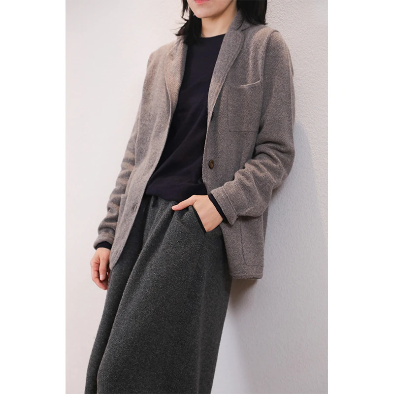 东雍 白首不相离 简约加密手工裁剪小桂花羊绒针织开衫外套小西服