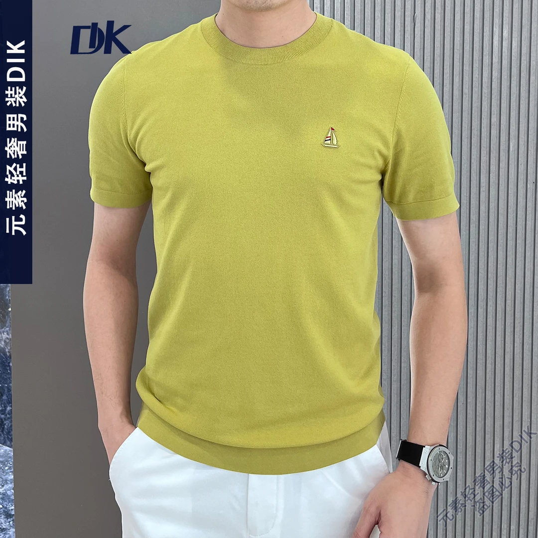 短袖打底衫男士纯色针织衫商务针织弹力休闲圆领时尚简约WW8276