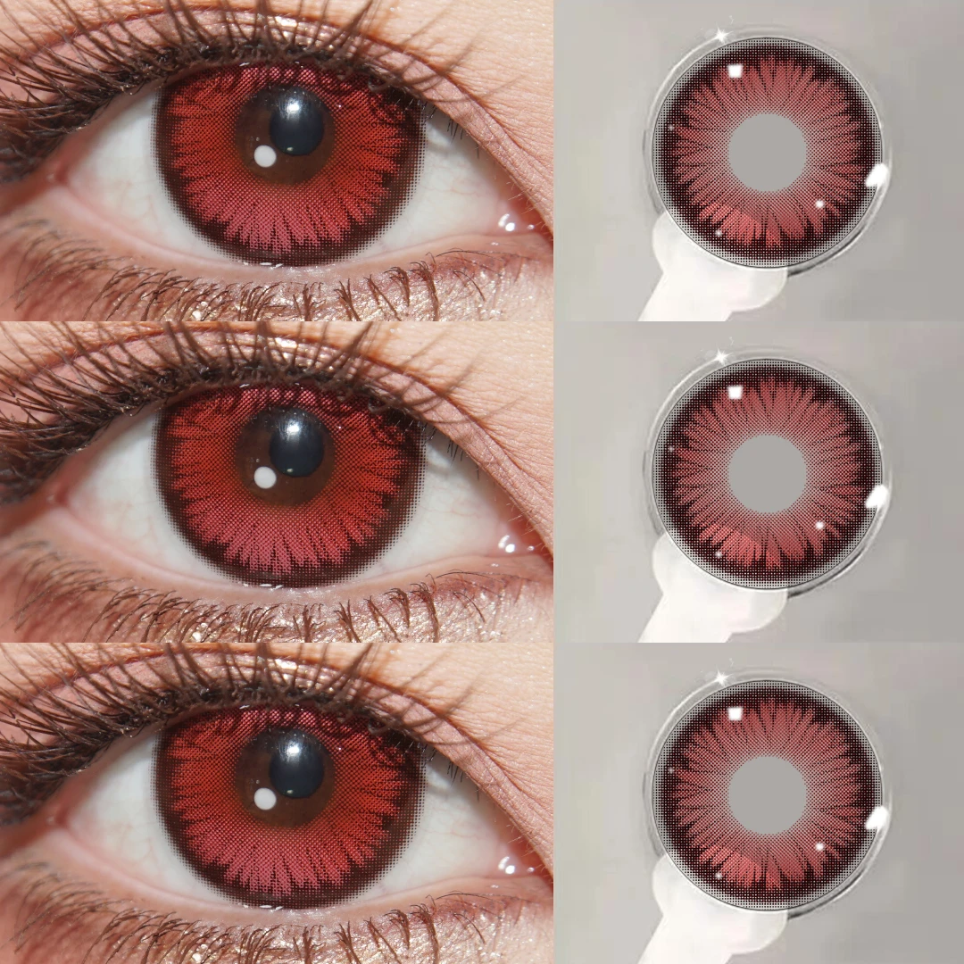 红纹翅蝶欧巴兰美瞳半年抛水润舒适漫展cos大直径红色显色美瞳