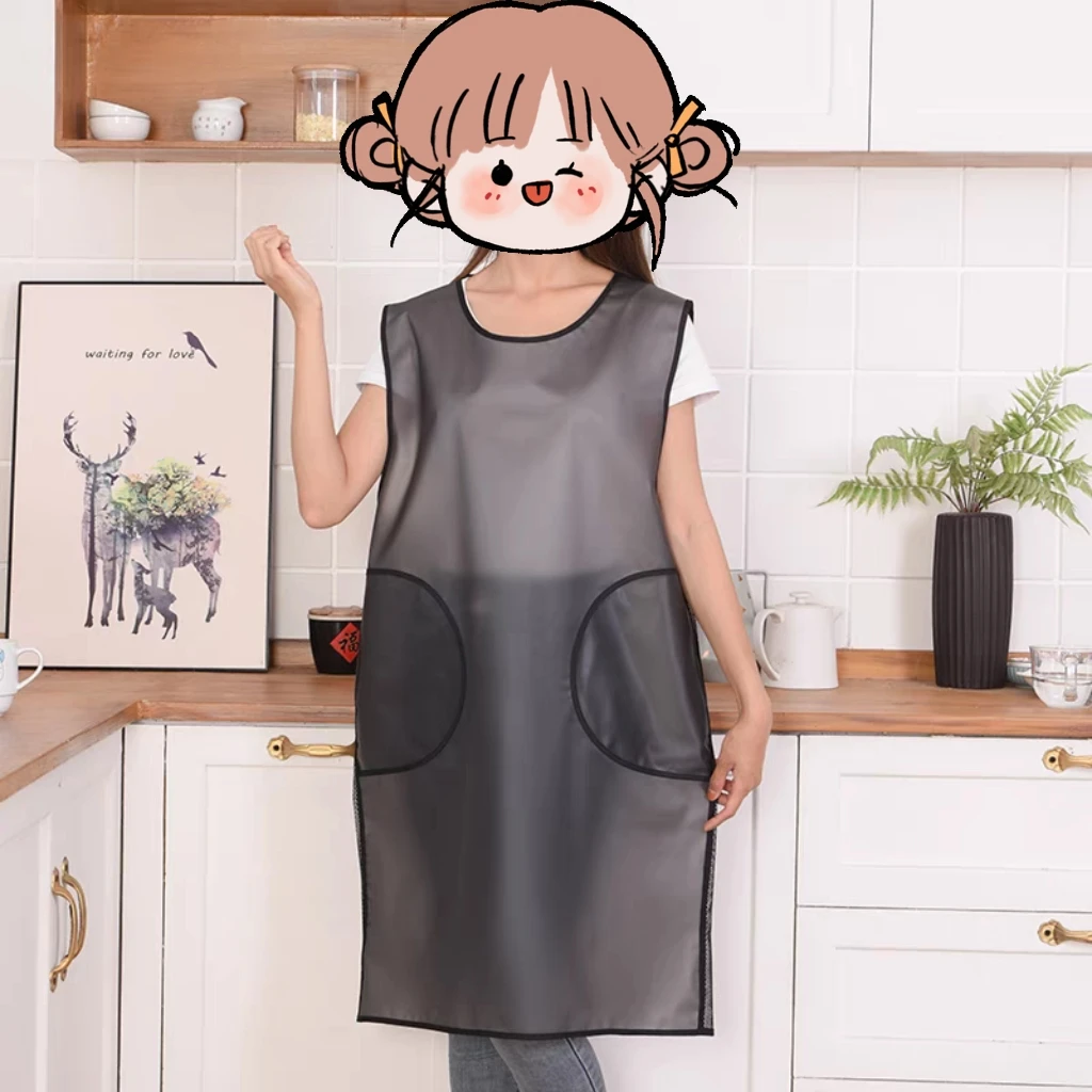 防水防油污免洗围裙 坎肩 TPU防水防油污免洗加长版