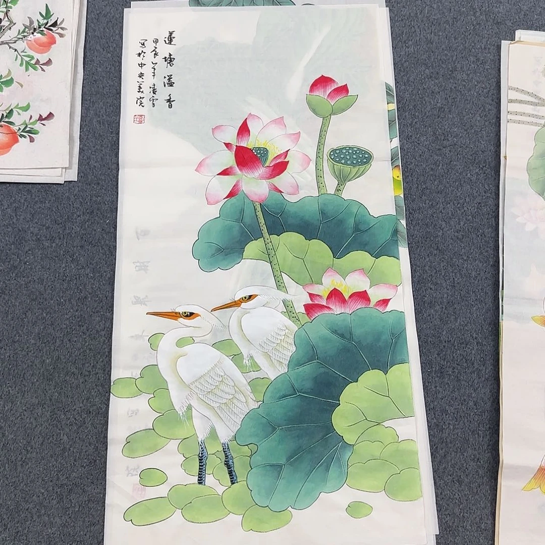 国画尺寸50X100手绘作品 