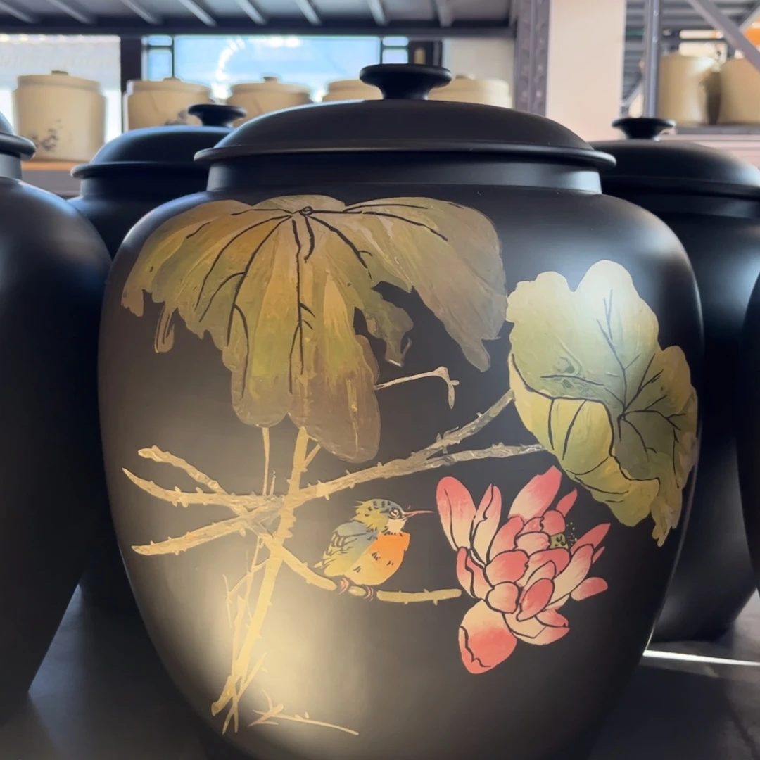 红泥哑光存茶缸微瑕13