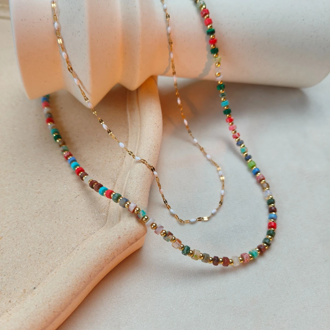 钛钢石英石吊坠 【霓虹】彩色手作气质清新百搭简约精致项链ins