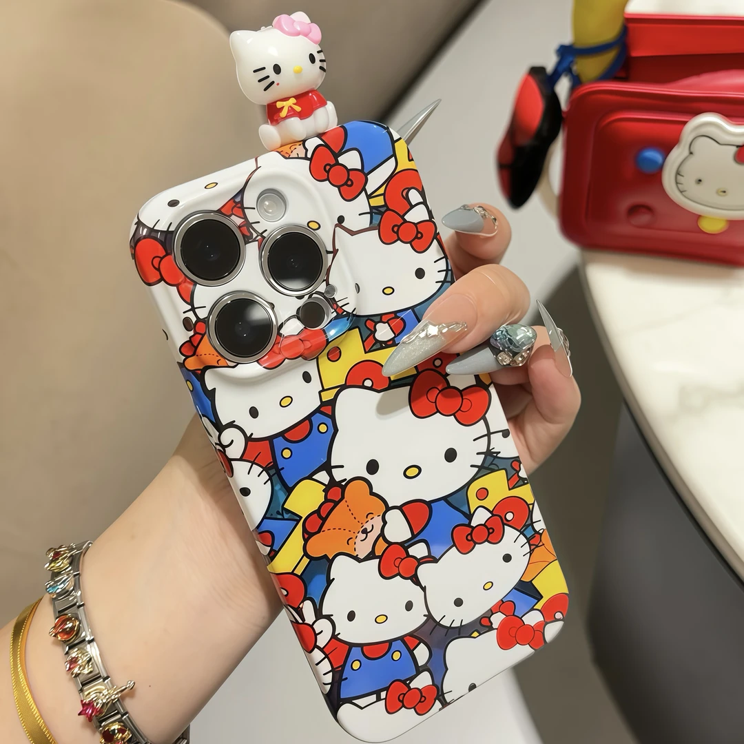 少女心kitty公仔适用苹果16/15手机壳13华为p70vivo小米14oppo套