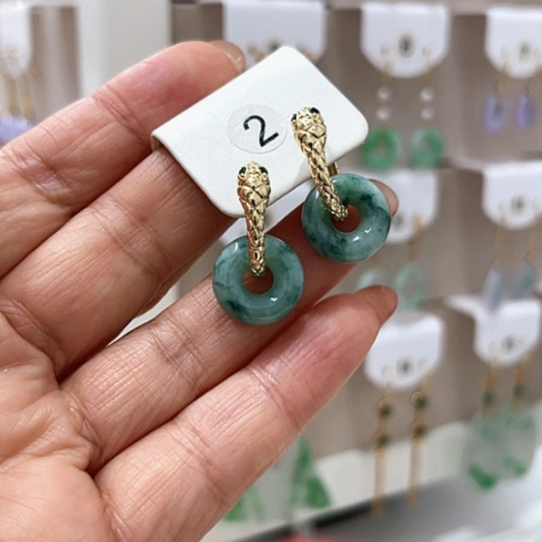 【闪购商品】翡翠耳饰银S925镶嵌翡翠耳坠