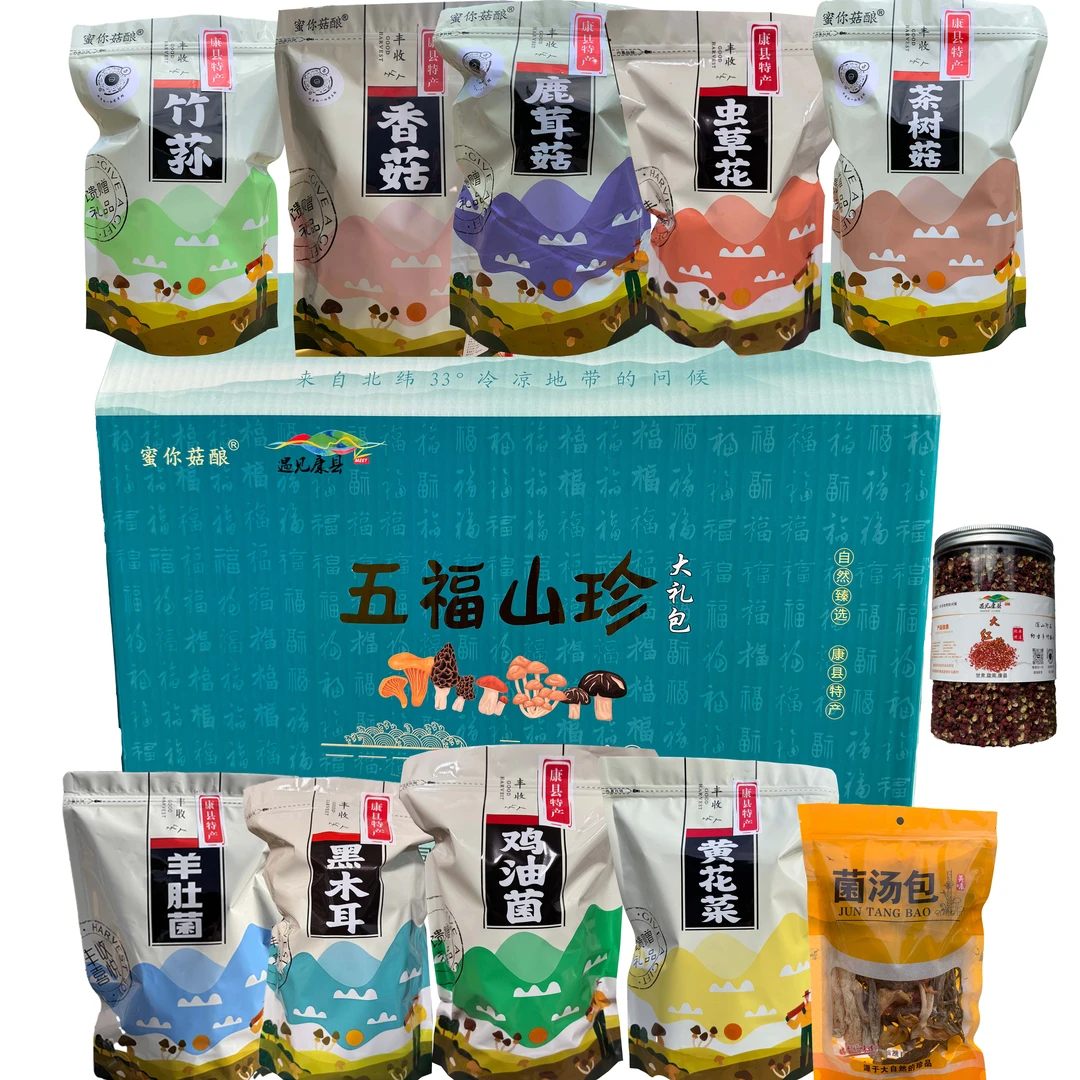 甘肃康县特产大礼包五福山珍大礼包羊肚菌大礼包年货