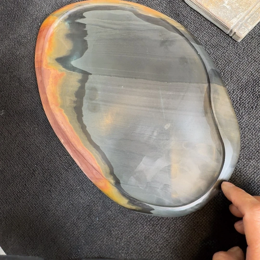 楠***板歙砚石刻干泡茶盘