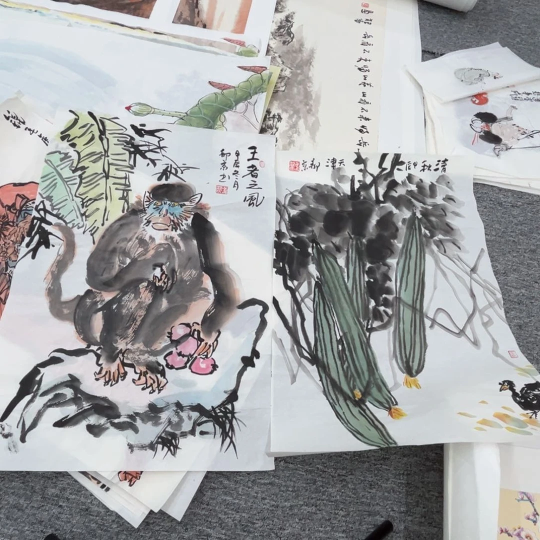 国画郝京老师四尺三开两张