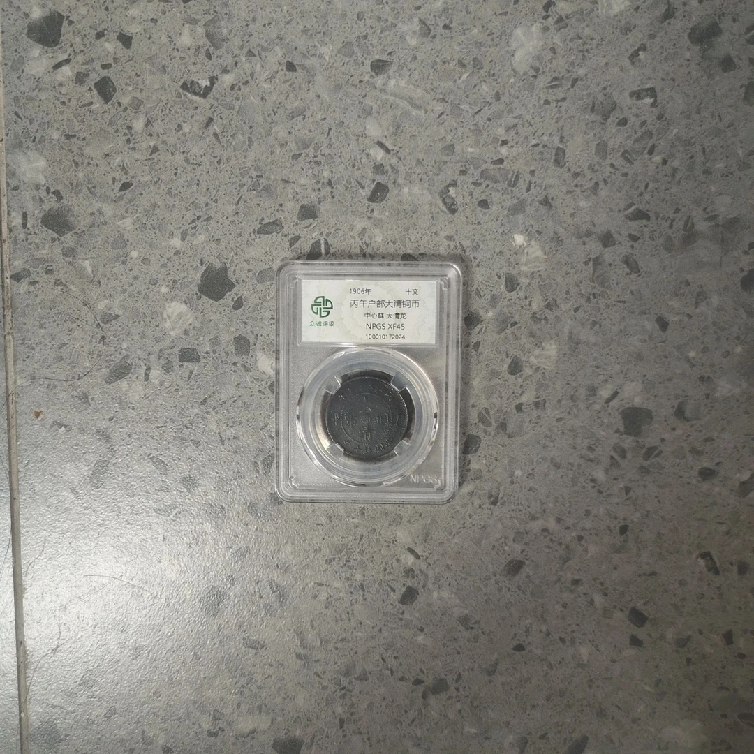众诚评级古币/黑-丙午户部-中心苏大清龙-十文/图为样品仅供参考