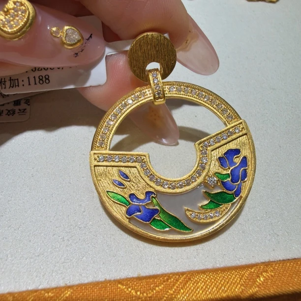 展厅专场【兰花】足金 999 轻奢高级黄金单吊坠不含链 237附加