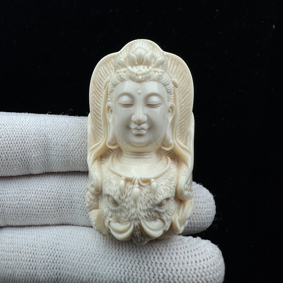 K9636【王金亮大师】天然猛犸牙 普贤龙蛇31*56*24mm支持鉴定