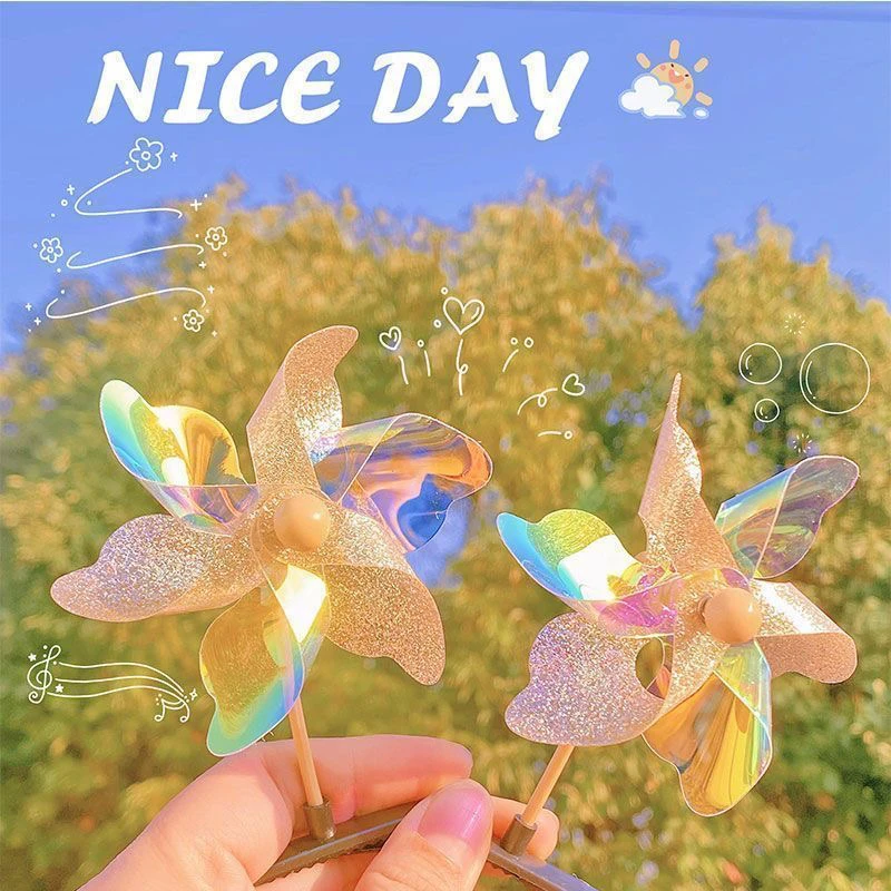 旋转小风车发夹镭射炫彩发卡学校运动会儿童奖品地推幼儿园小礼物