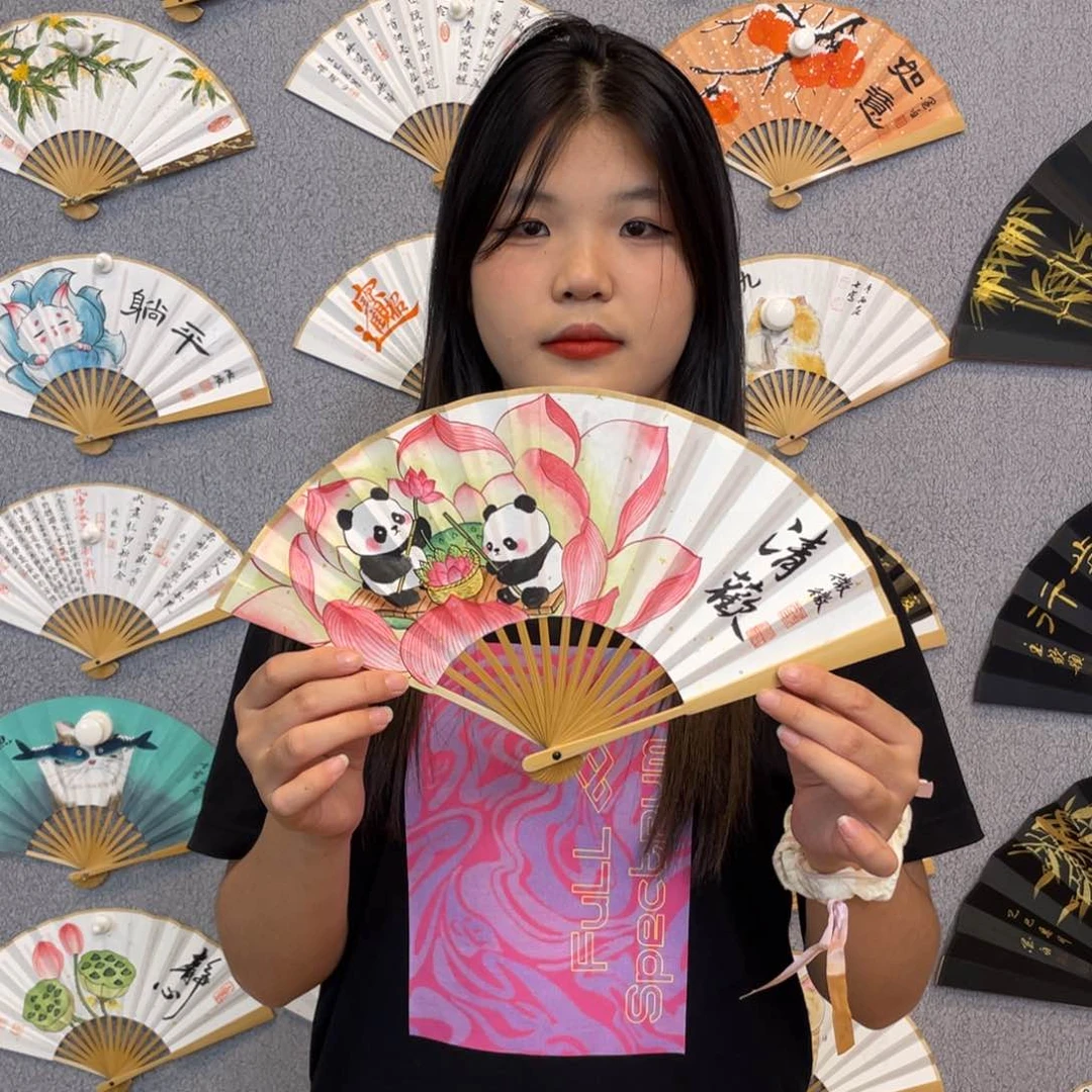 书法6寸玉竹-纯手绘-文玩扇骨（默认粘好）