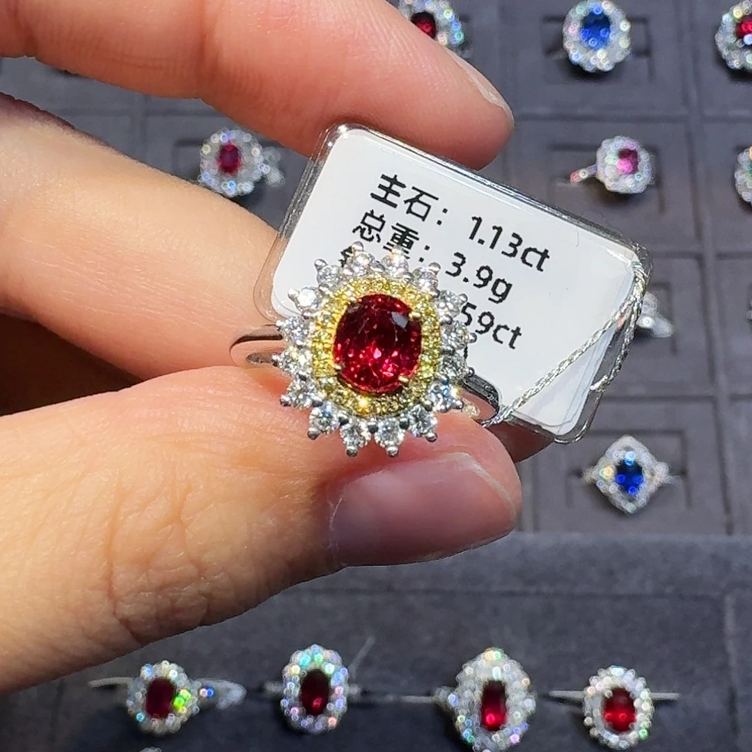 18K金镶嵌戒指红宝石1.13