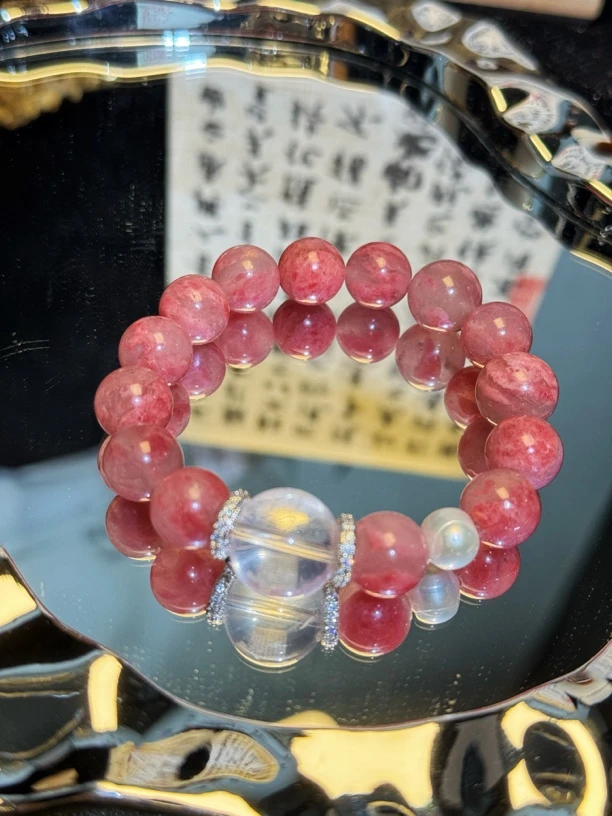 <天然蔷薇石(女人石樱花雨手串diy11-14mm