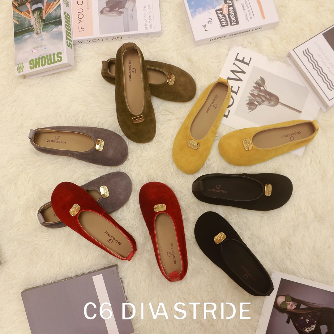 复古圆头一脚蹬女鞋软底单鞋浅口玛丽珍一字带休闲鞋百搭小众鞋子