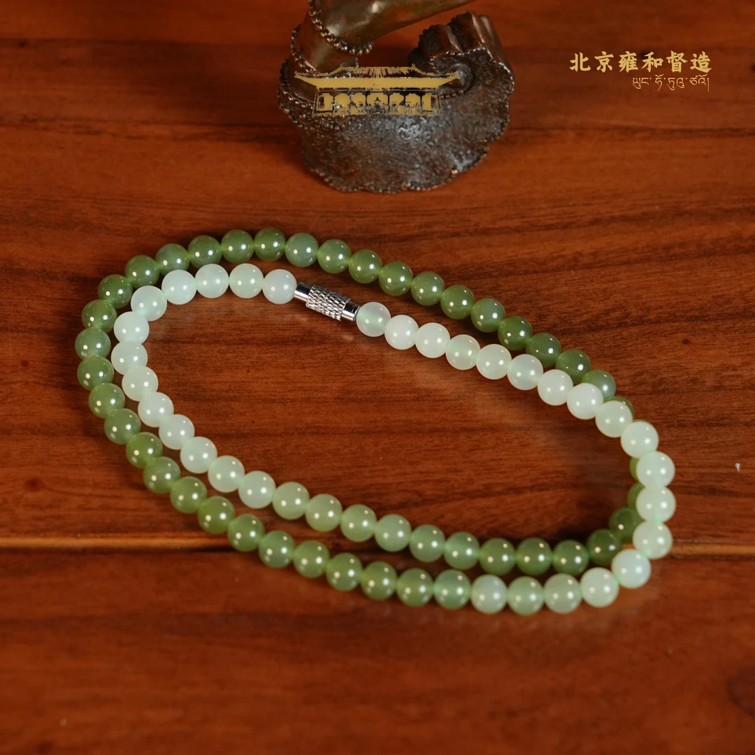 和田玉渐变项链6mm25.8g(多样性发其一）1027BS083