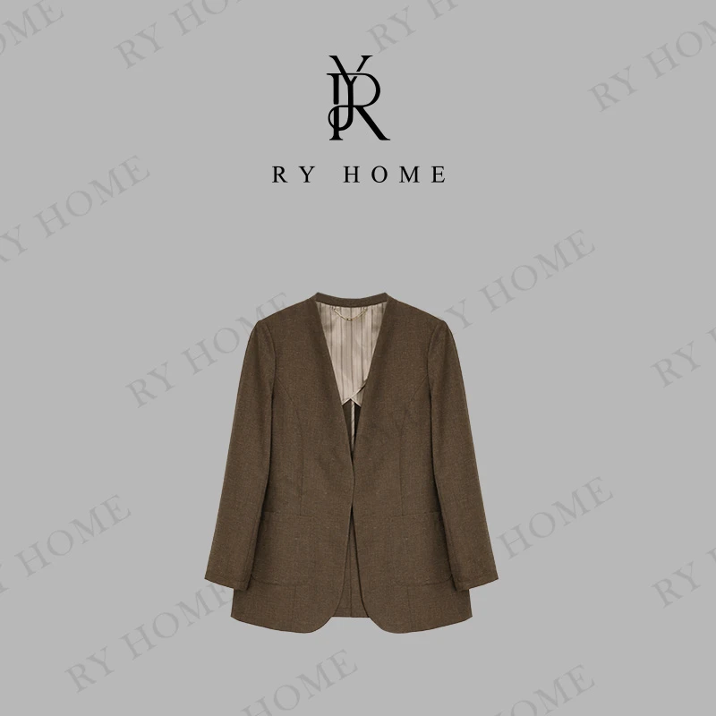 【容雨RYHOME】新款老钱风宽松亚麻西装外套252W2332