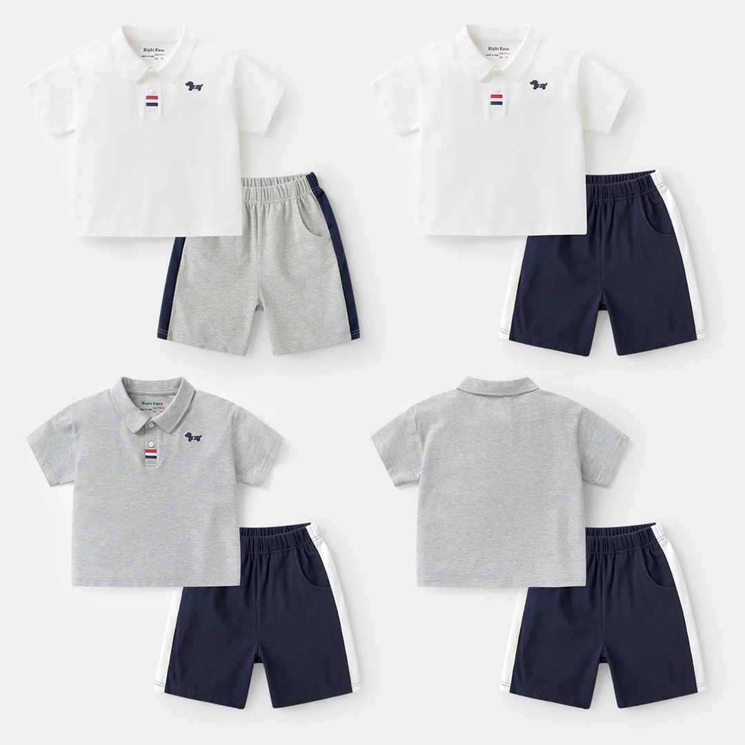 【POLO运动风短袖套装】男童学院风运动短裤套装夏童夏季洋气UZ828