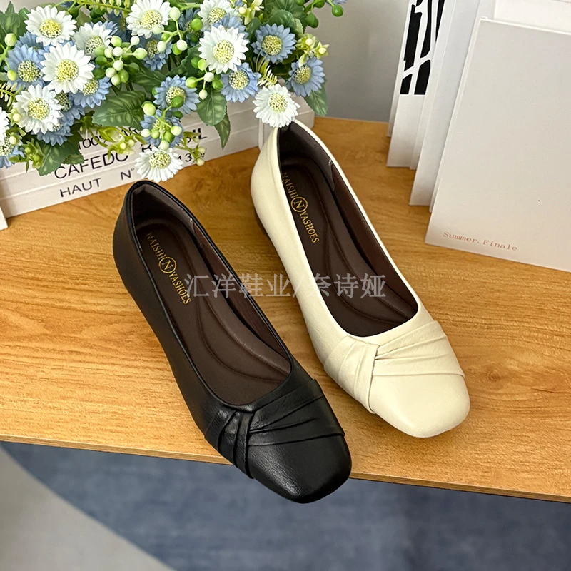 3cm/羊皮/法式真皮新款软底软面气质浅口单鞋舒适时尚百搭5678