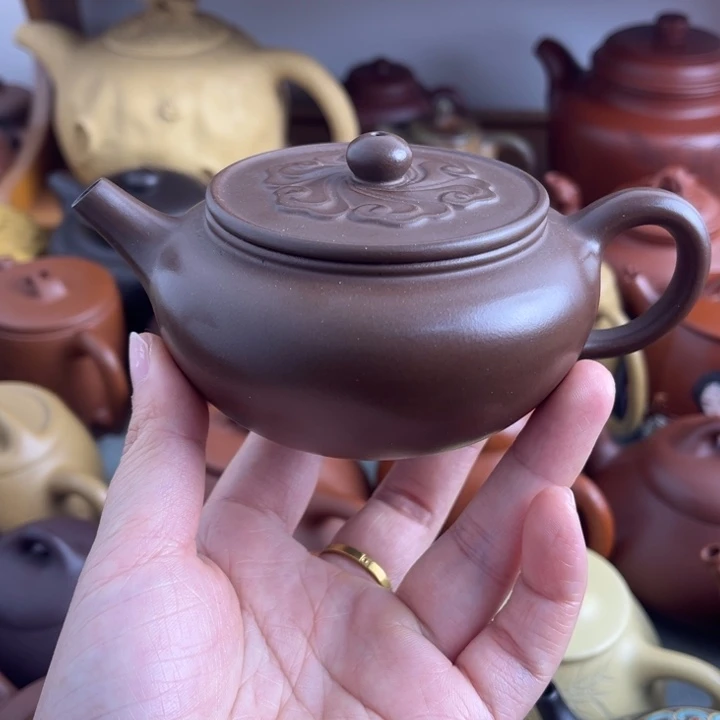 紫砂茶壶200cc紫泥半手
