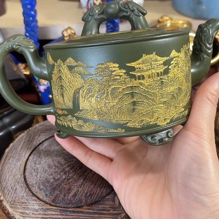 荷***堂茶壶紫砂手工制作的一把紫砂壶123