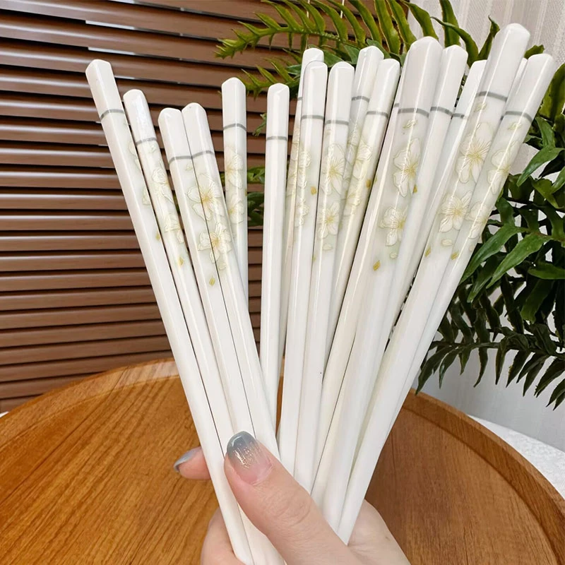 【宠粉价】新款黄金叶筷子浮雕陶瓷家用防霉防菌耐高温筷子10双装